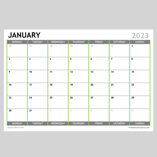 2023 Monthly Calendar Planner Download A4 or A3 (12 pages)
