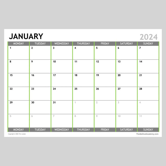 2024 Monthly Calendar Planner Download A4 or A3 (12 pages)