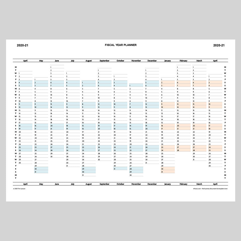 Fiscal Year Planner 2020-21 (Financial Year)