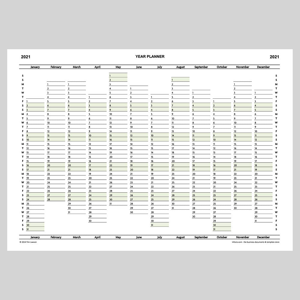 2021 Year Planner Calendar Download (A4 or A3 printable)