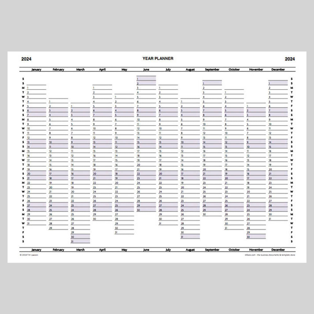 2024 Year Planner Calendar Download (A4 or A3 printable)