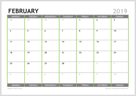 2019 Monthly Calendar Planner Download A4 or A3 (12 pages)