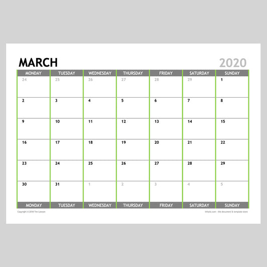 2020 Monthly Calendar Planner Download A4 or A3 (12 pages)