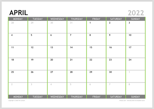 2022 monthly calendar planner
