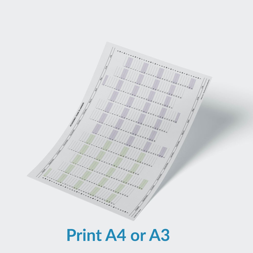 Academic Year Planner 2024-25 printable A4 or A3