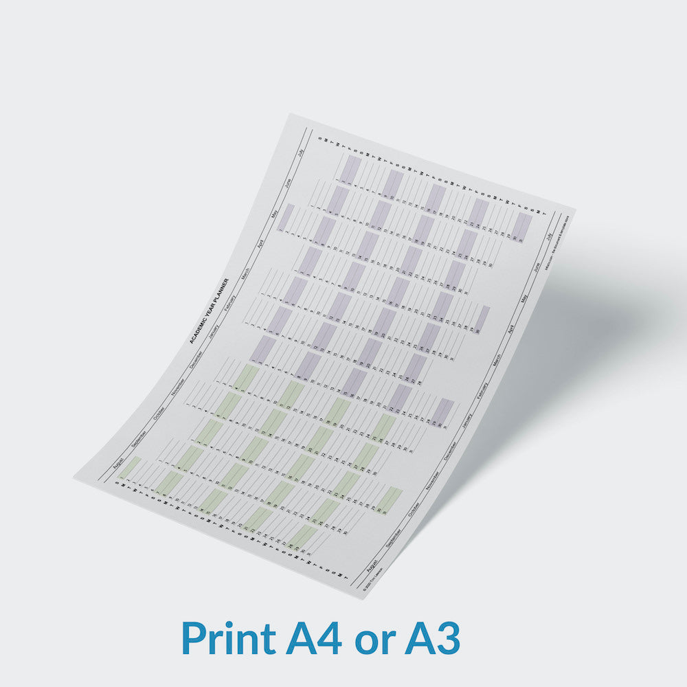 Academic Year Planner 2023-24 printable A4 or A3