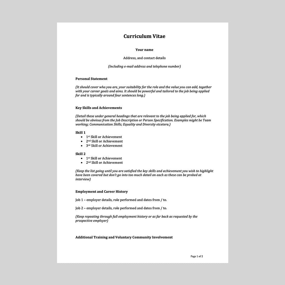 Functional CV template and example