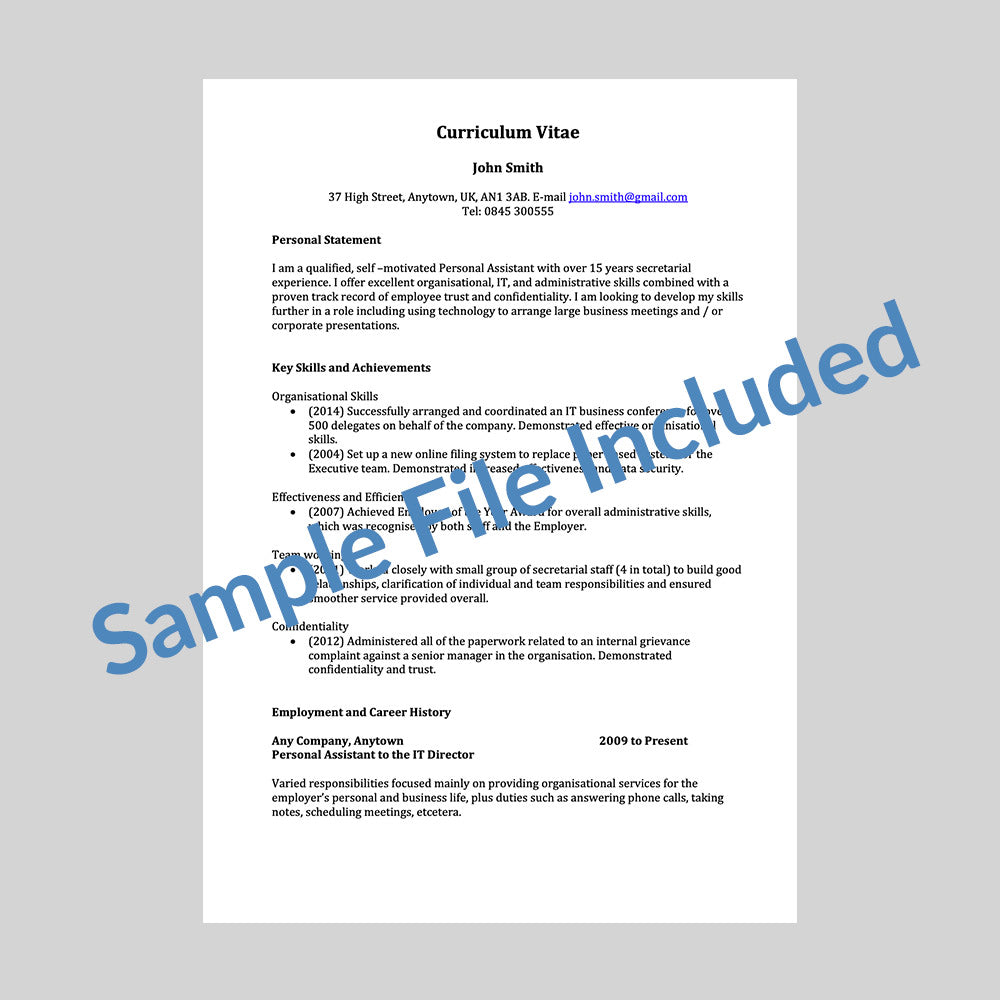 Functional CV template and example