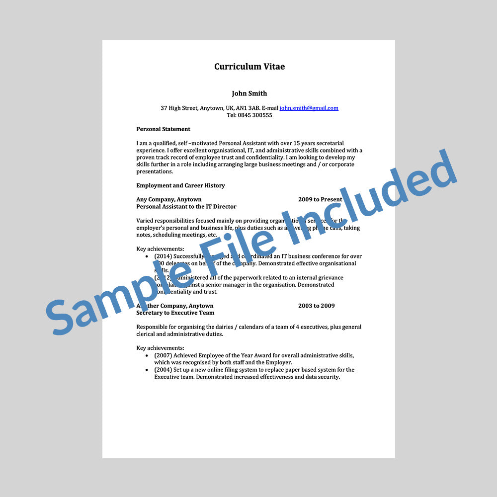 Chronological CV template and example