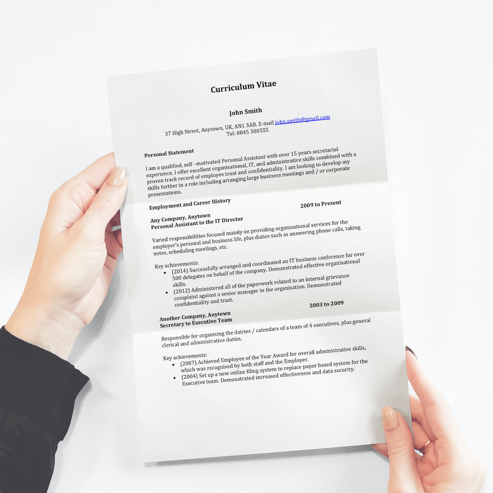 Chronological CV template and example