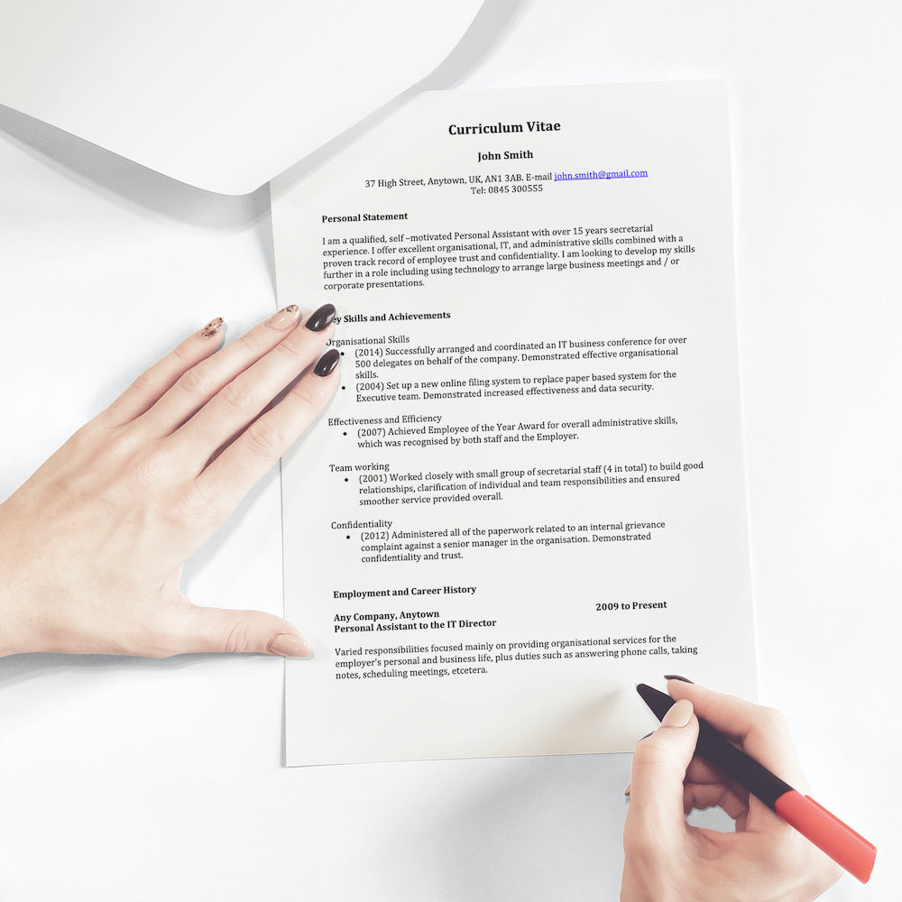 Functional CV template and example