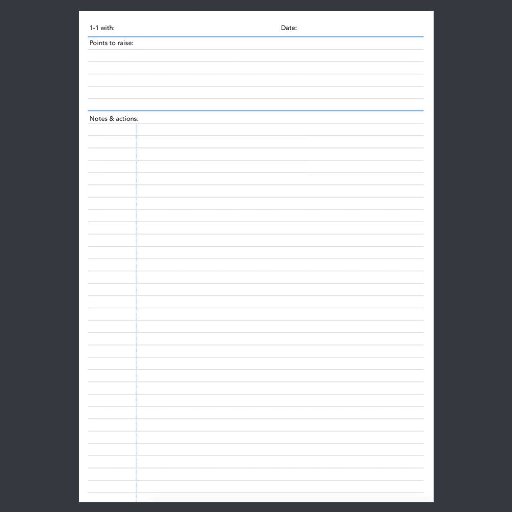 One to One Notes template for paperless use on iPad or tablet