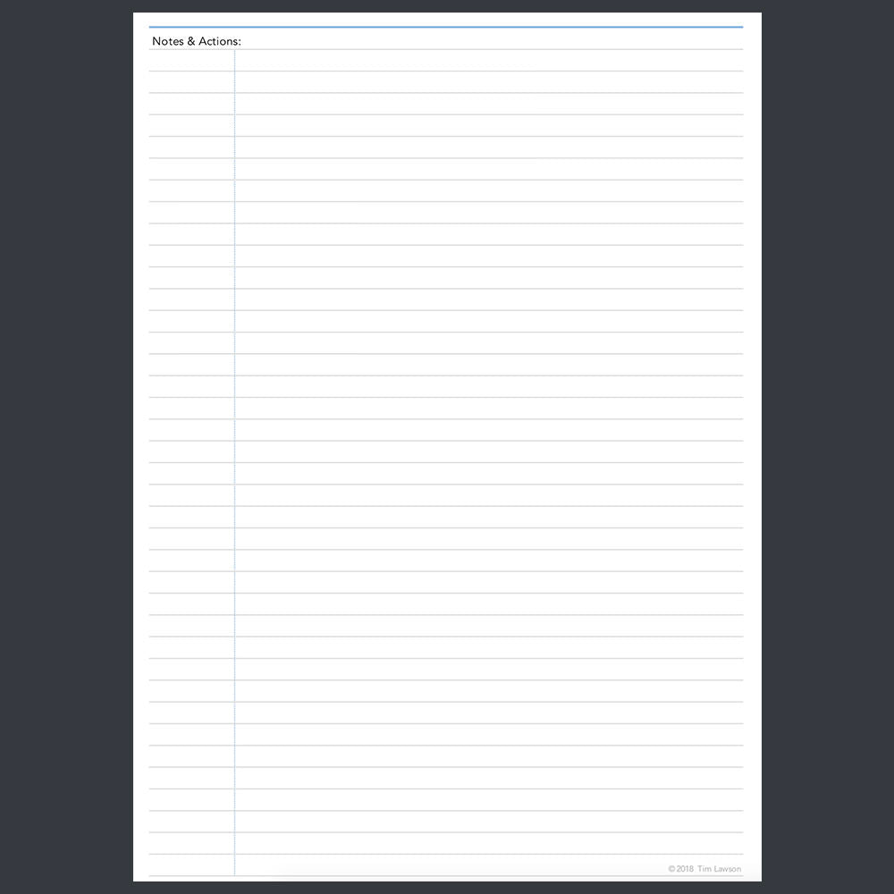 One to One Notes template for paperless use on iPad or tablet