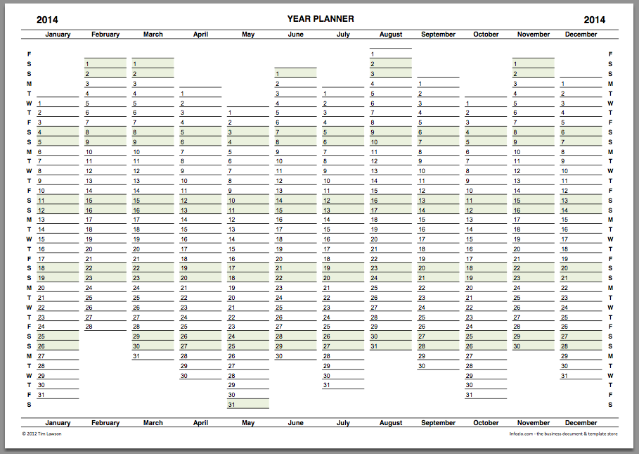 2014 Year Planner Calendar Download