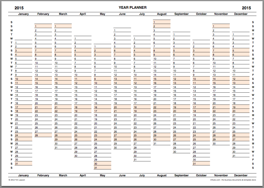 2015 Year Planner Calendar Download