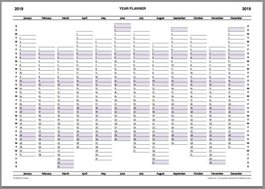 2019 Year Planner Calendar Download A4/A3 (with 2020 free)
