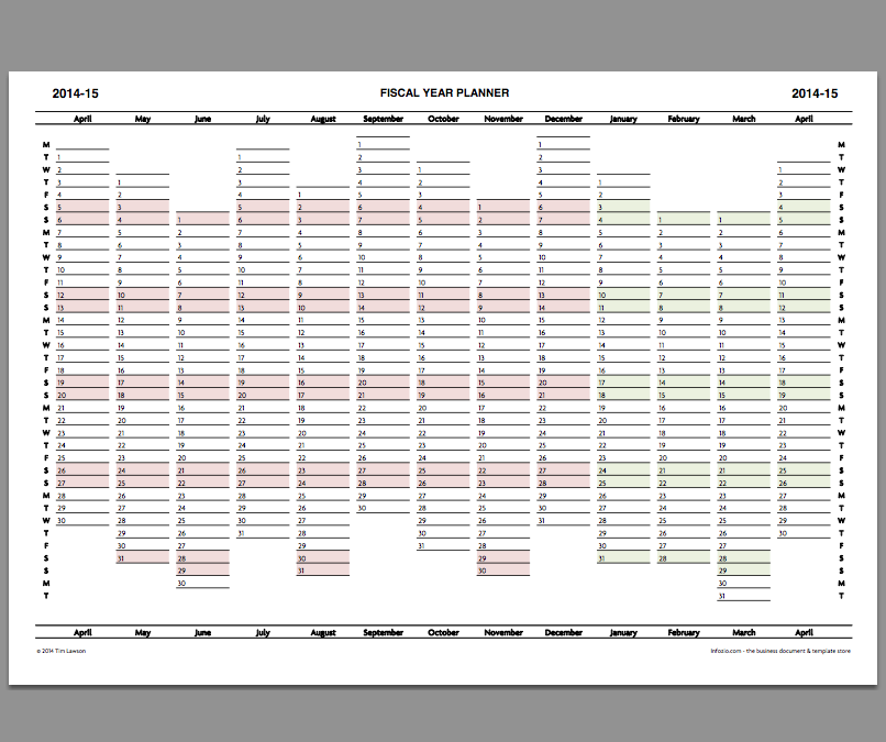 Fiscal Year Planner 2014-15