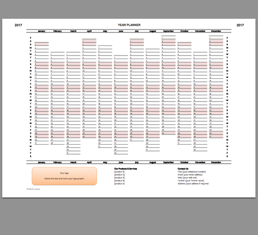 2017 Year Planner Excel Template