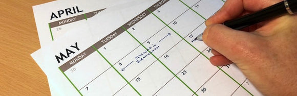 Use monthly calendars to help with planning