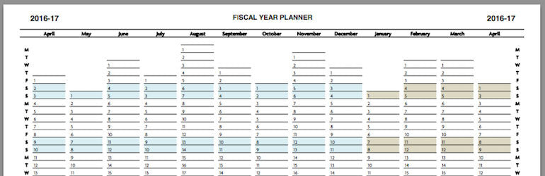 Fiscal or financial year planners