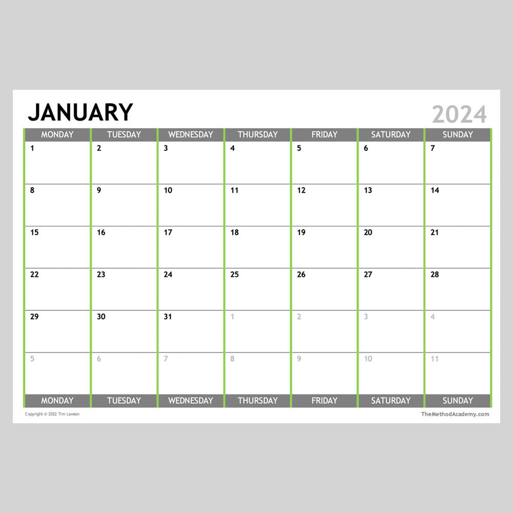 2024 Monthly Calendar Planner Download A4 or A3 (12 pages)
