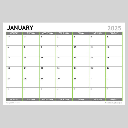 2025 Monthly Calendar Planner Download A4 or A3 (12 pages)
