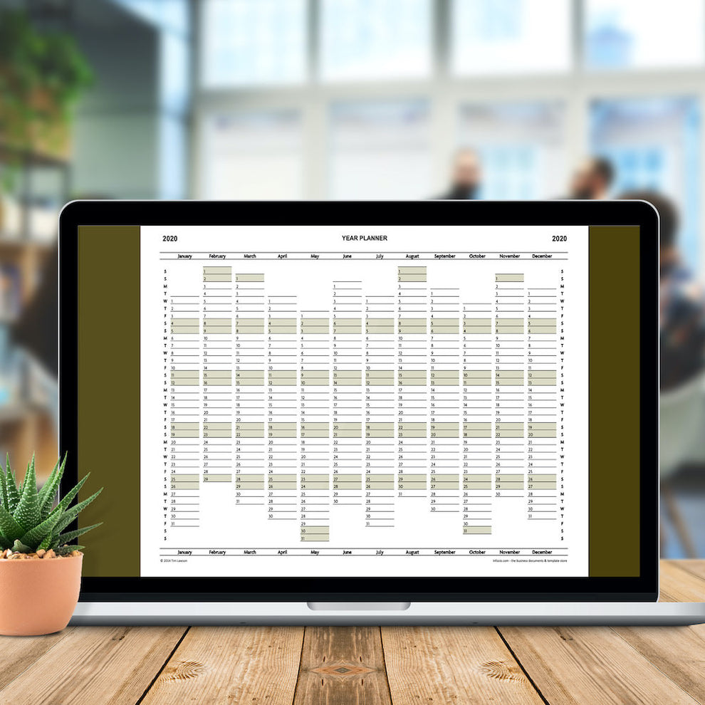 2020 Year Planner Calendar download for A4 or A3 print – Infozio