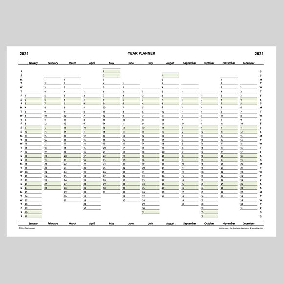 2021 Year Planner Calendar Download (A4 or A3 printable)