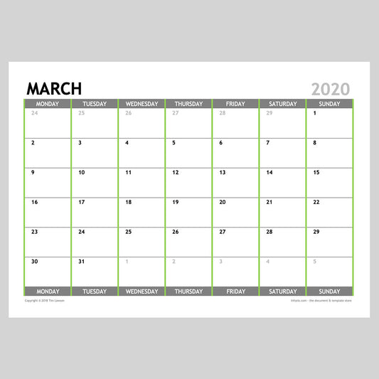 2020 Monthly Calendar Planner Download A4 or A3 (12 pages)
