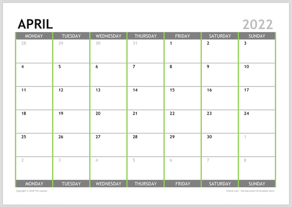 2022 monthly calendar planner