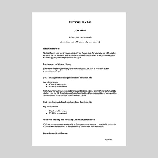 Chronological CV template and example