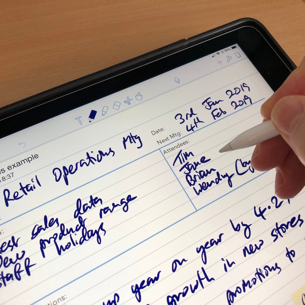 Meeting Notes template for paperless use on iPad or tablet