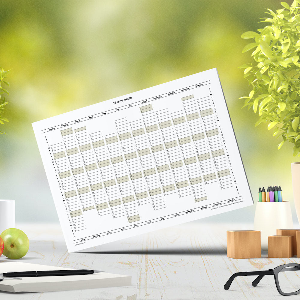 2024 Year Planner Calendar Download (A4 or A3 printable)