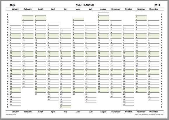 2014 Year Planner Calendar Download