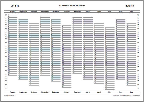 Academic Year Planner 2012-13