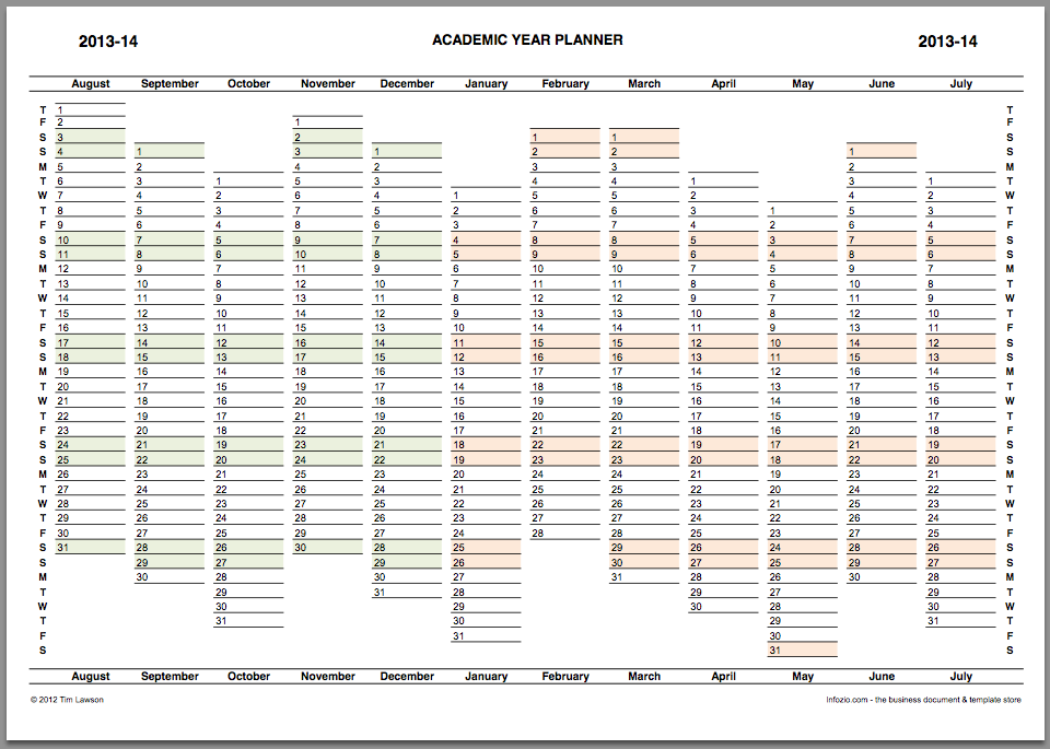 Academic Year Planner 2013-14