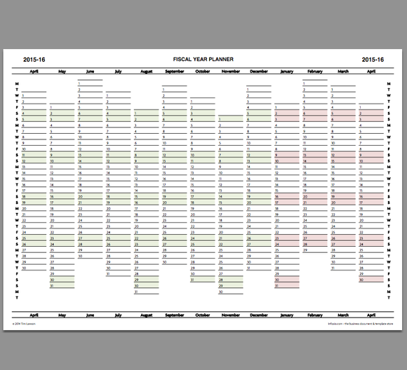 2015-16 Fiscal Year Planner download calendar printable – Infozio