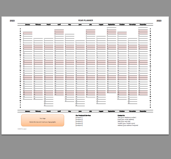 2023 Year Planner Excel Template