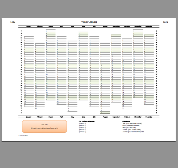2024 Year Planner Excel Template